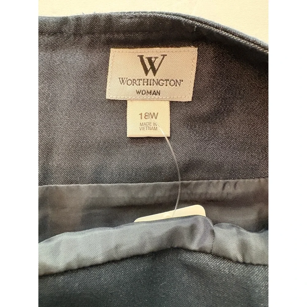 Worthington Woman Black Pencil‎ Skirt Double Buckle Belted Plus Size 18W Office